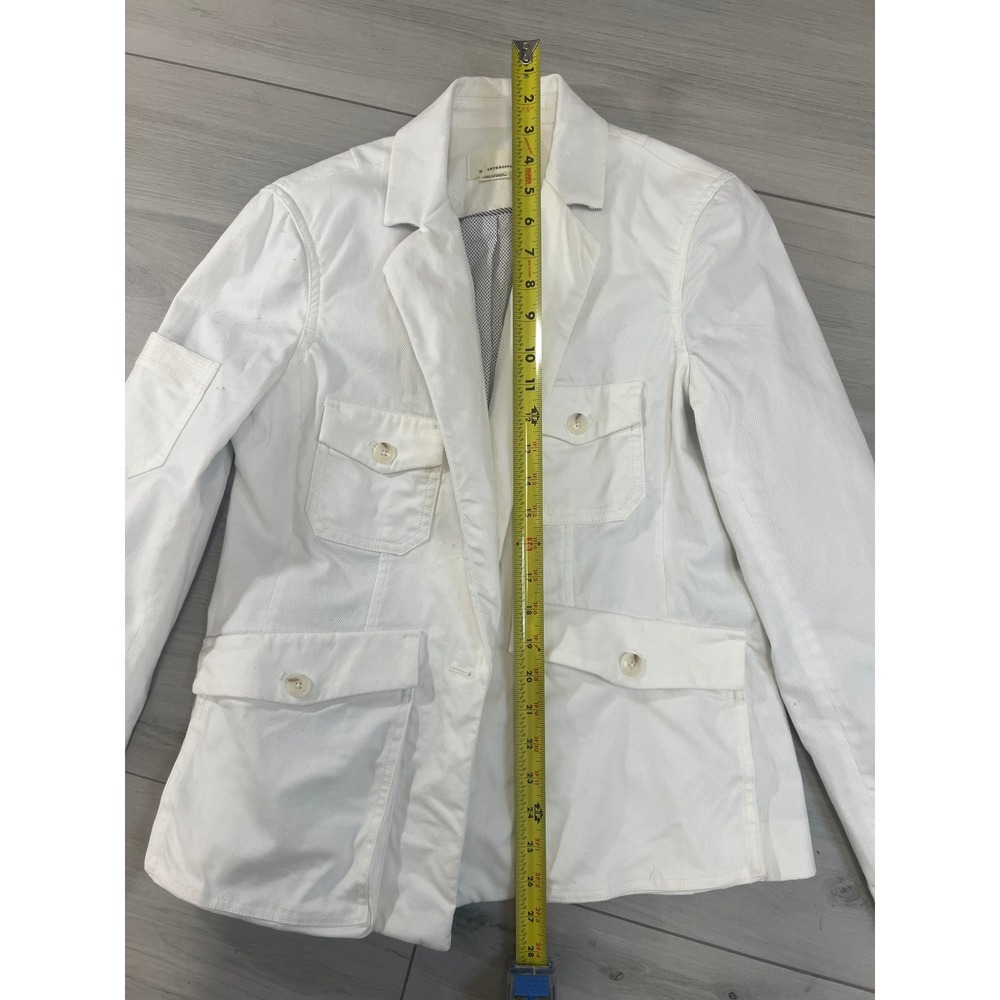 Anthropologie Cottagecore Blazer Jacket White Cargo Pocket Sz 6 Military Coastal - Picture 7 of 10